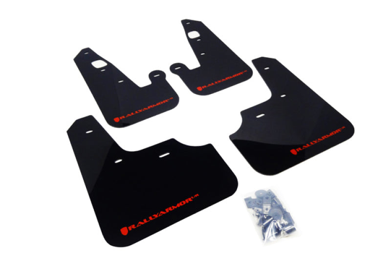 Rally Armor 07-17 Mitsubishi Lancer Black UR Mud Flap w/ Red Logo