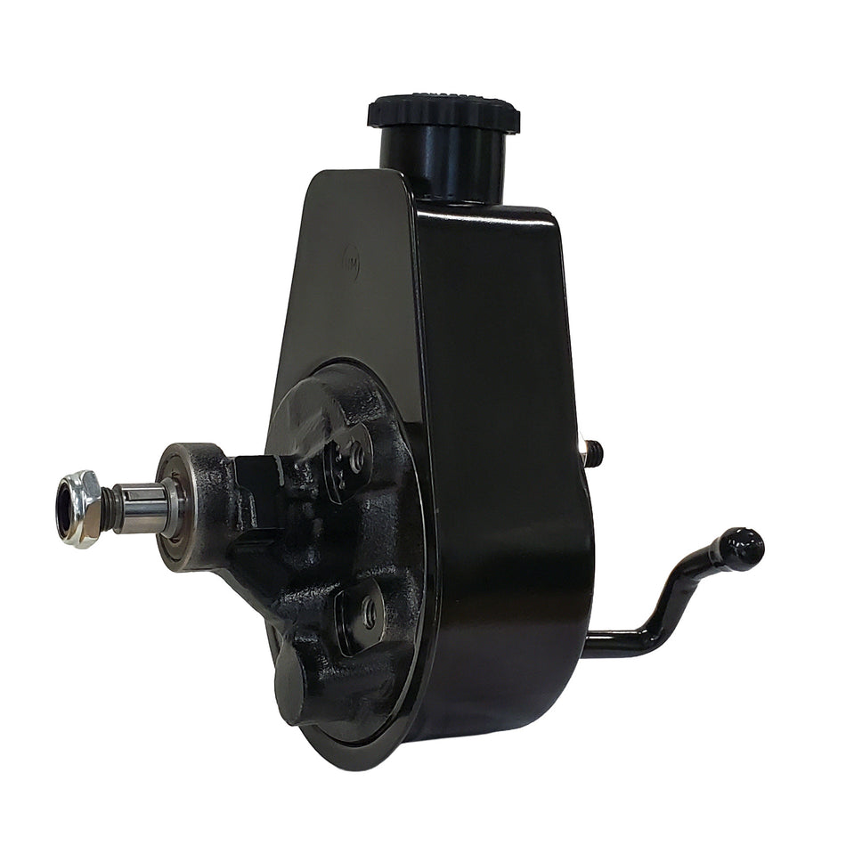 Borgeson - Power Steering Pump - P/N: 800308 - Saginaw Self Contained Power Steering Pump With Keyway Shaft. Painted Black. Preset For Standard GM Pressure.