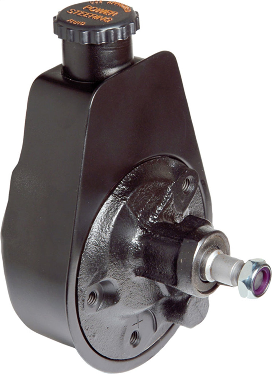 Borgeson - Power Steering Pump - P/N: 800310 - Saginaw Self Contained Power Steering Pump With Keyway Shaft. Painted Black. Preset For Standard GM Pressure.