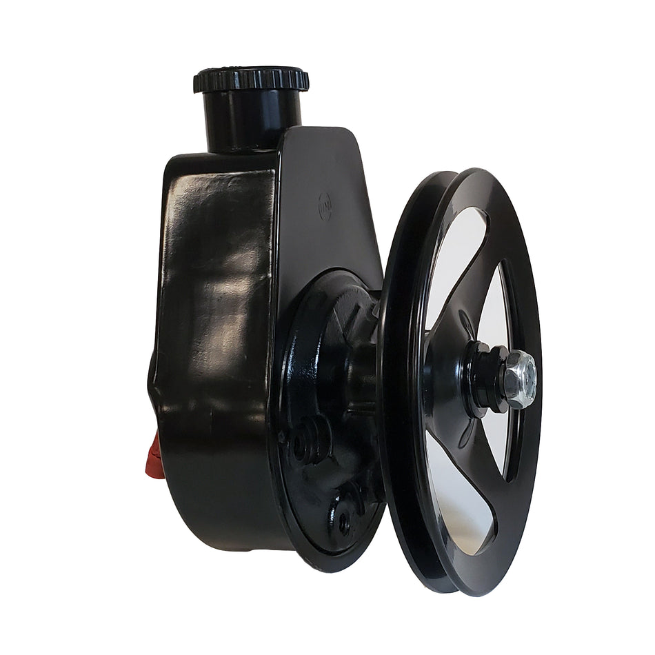 Borgeson - Power Steering Pump - P/N: 800321 - P/S Pump Saginaw Self Contained Black Powder Coated Reservoir. Includes Single Row V-belt Pulley.