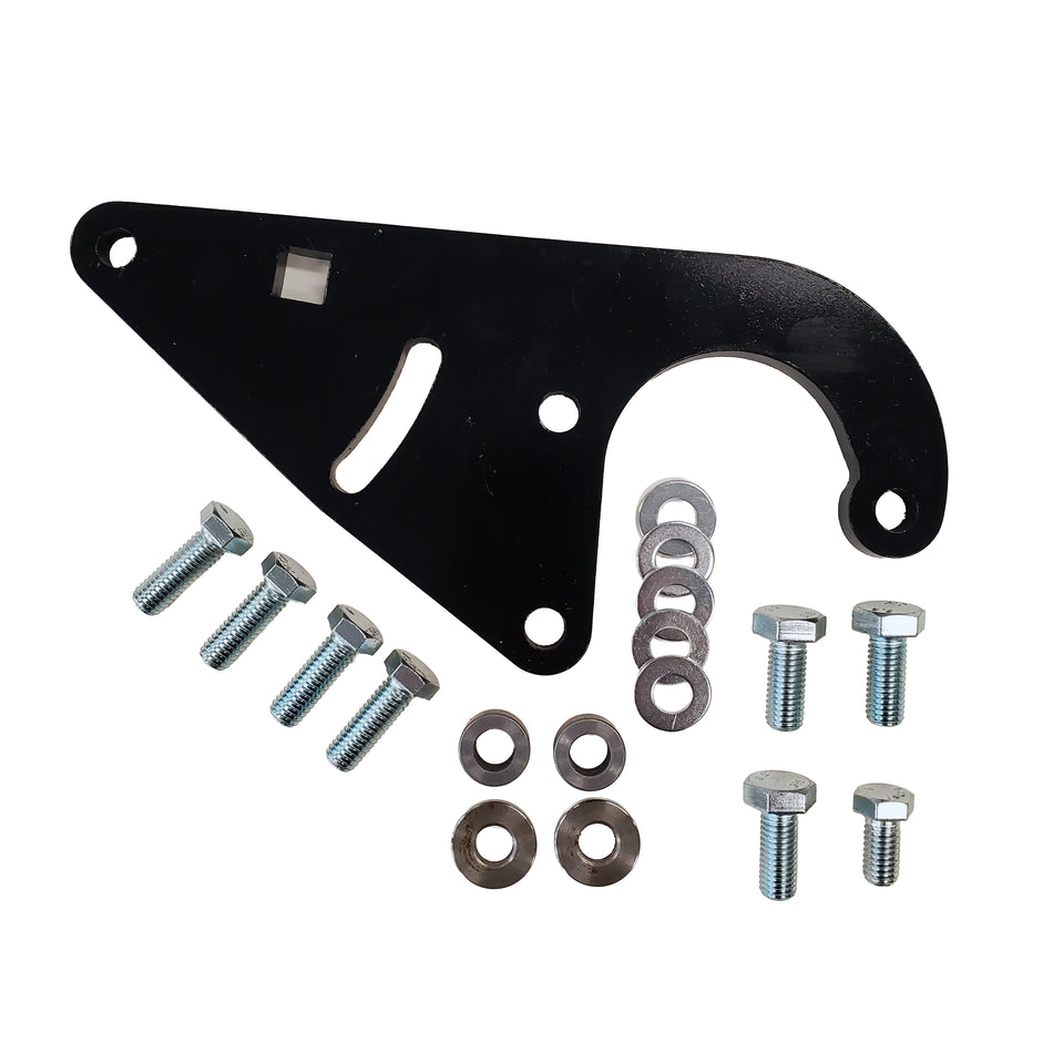 Borgeson - Pump Bracket - P/N: 802415 - Power Steering Pump Bracket For Attaching A Saginaw Style P/S Pump To Lincoln 317 Y-Block. Painted Black With Hardware.