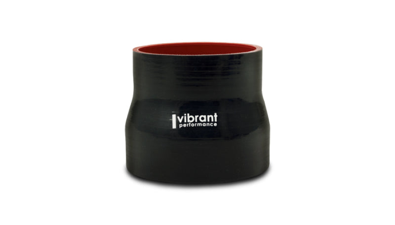 Vibrant 3.5in I.D. x 4.250in I.D. x 4.5in Long 4 Ply Gloss Black Silicone Transition Hose