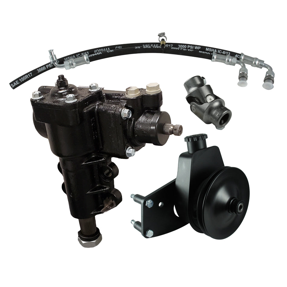 Borgeson - Steering Conversion Kit - P/N: 999059 - Power Steering Conversion Kit 66-77 Ford Bronco With Factory M/S And 289/302/351W. Complete Kit  Includes P/S Box Pump Bracket & Pulley P/S Hoses And Universal Joint.