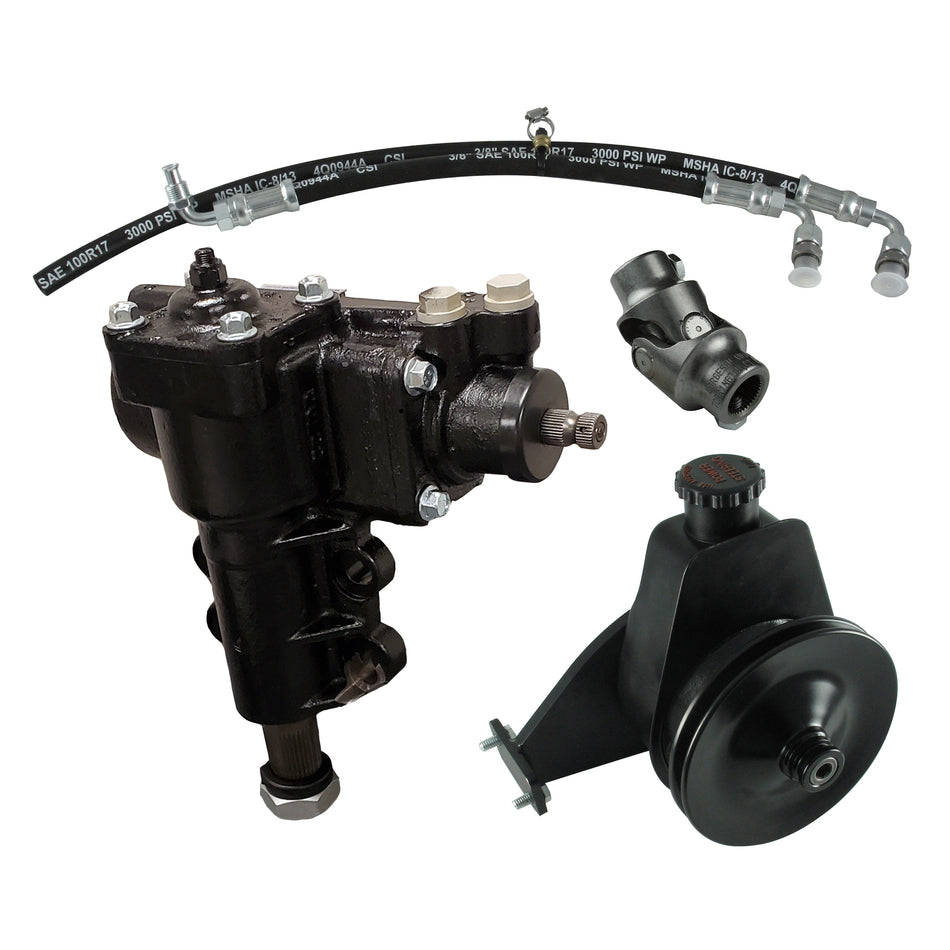 Borgeson - Steering Conversion Kit - P/N: 999060 - Power Steering Conversion Kit 66-77 Ford Bronco With Factory M/S And 170/200 In-Line 6. Complete Kit  Includes P/S Box Pump Bracket & Pulley P/S Hoses And Universal Joint.