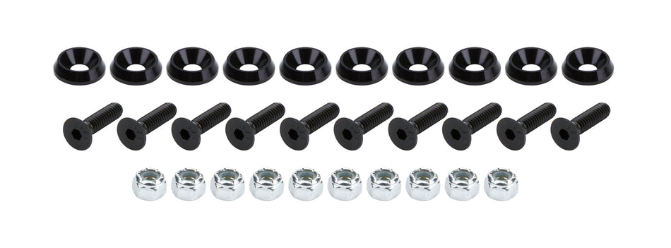 Allstar Performance ALL18629 Countersunk Bolts 1/4in w/ 3/4in Washer Blk 10pk