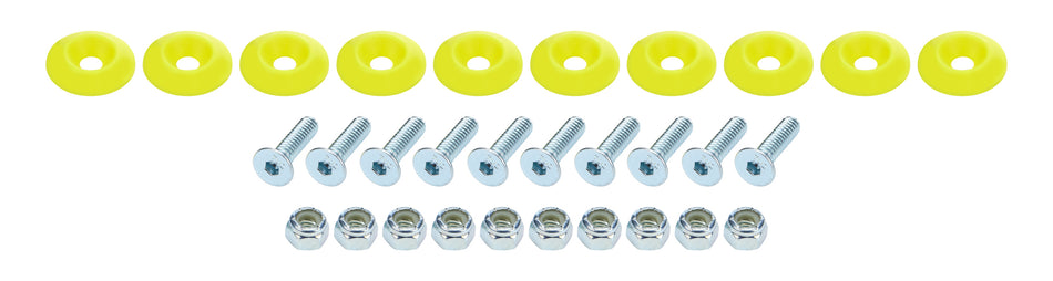 Allstar Performance ALL18688 Countersunk Bolt Kit Fluorescent Yellow 10pk