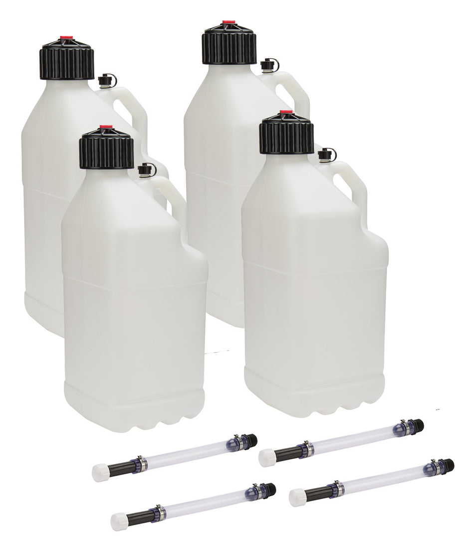 Allstar Performance ALL40120-4 Utility Jug 5 Gal w/ Filler Hose Clear 4pk