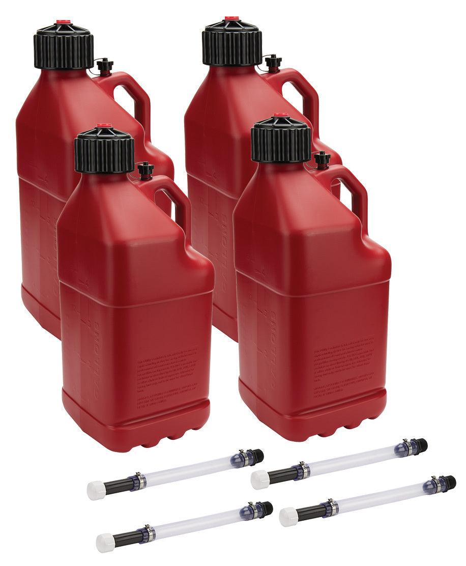 Allstar Performance ALL40121-4 Utility Jug 5 Gal w/ Filler Hose Red 4pk