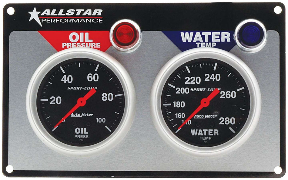 Allstar Performance ALL80110 2 Gauge Panel A/M OP/WT Sport-Comp