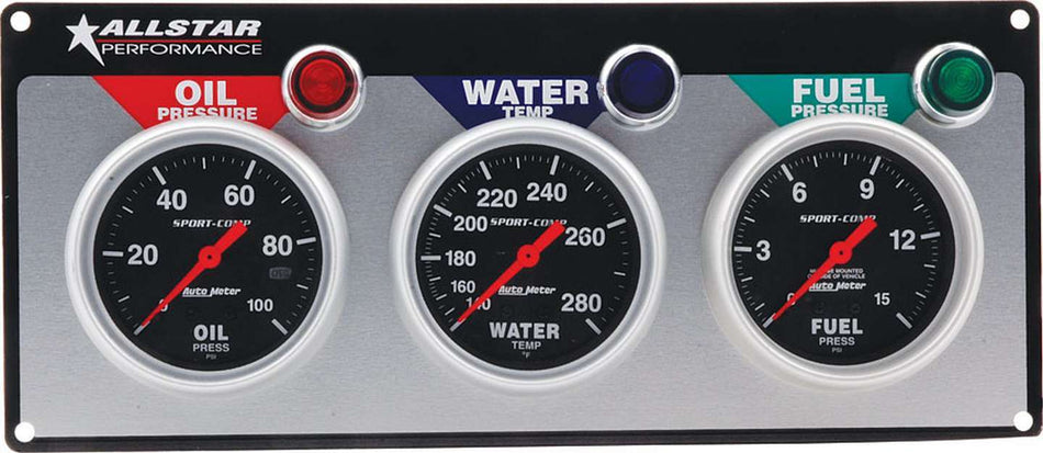 Allstar Performance ALL80113 3 Gauge Panel A/M OP/WT/FP Sport-Comp