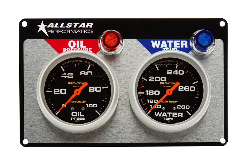 Allstar Performance ALL80120 2 Gauge Panel A/M OP/WT Liquid Filled