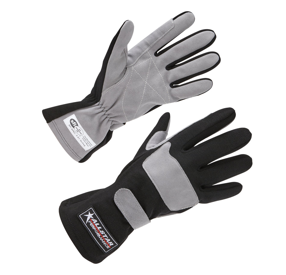 Allstar Performance ALL911014 Driving Gloves SFI 3.3/1 S/L Black/Gray Large