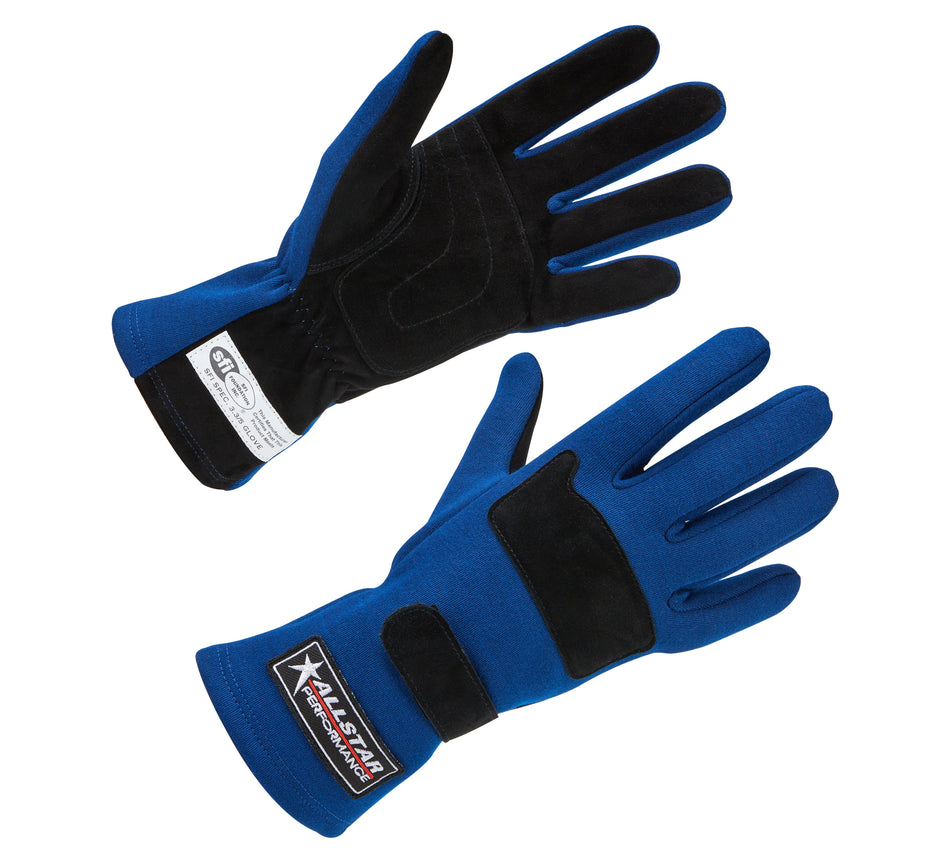 Allstar Performance ALL915021 Driving Gloves SFI 3.3/5 D/L Blue Small