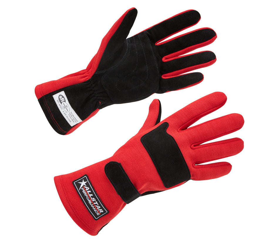 Allstar Performance ALL915074 Driving Gloves SFI 3.3/5 D/L Red Large