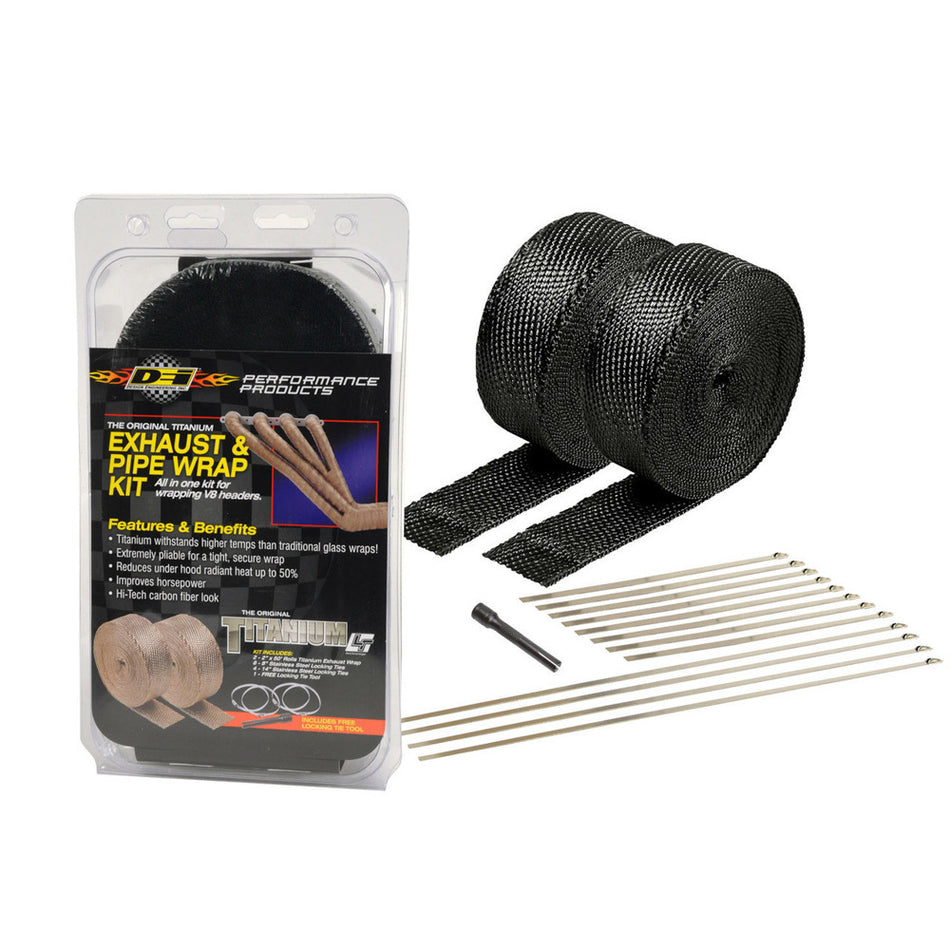 Design Engineering 10073 Exhaust & Pipe Wrap Kit Black Titanium