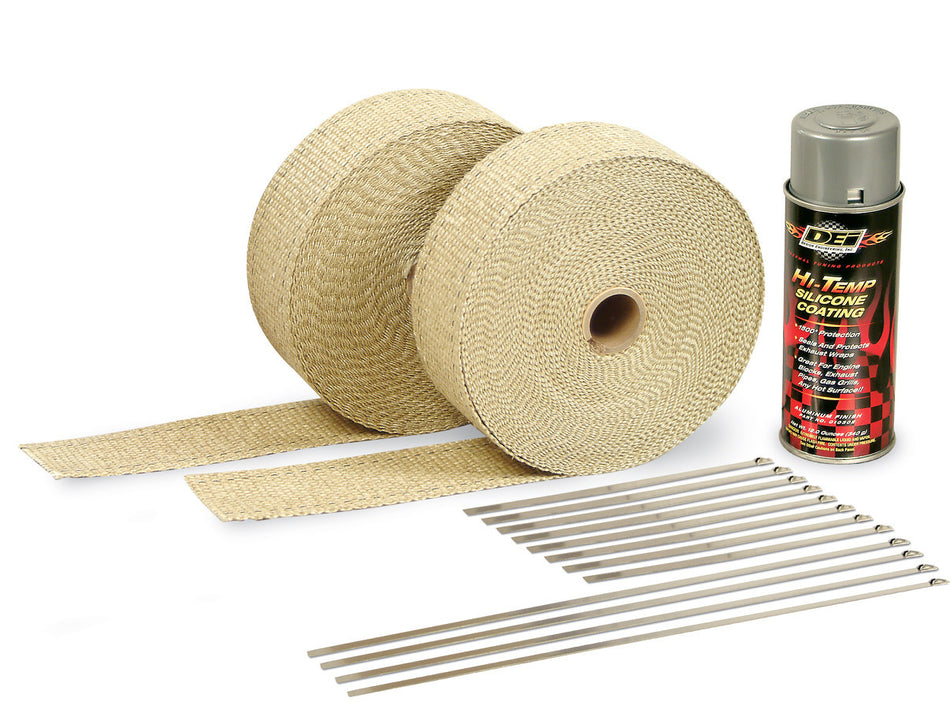 Design Engineering 10112 2in Exhaust Wrap Kit Tan w/Aluminum Silicone Coat