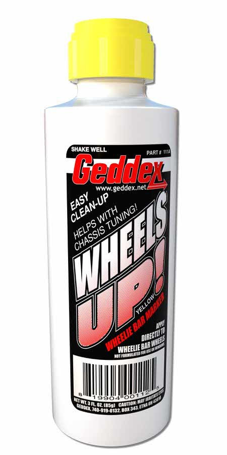 Geddex 111A Wheels Up Wheelie Bar Marker Yellow 3oz Bottle