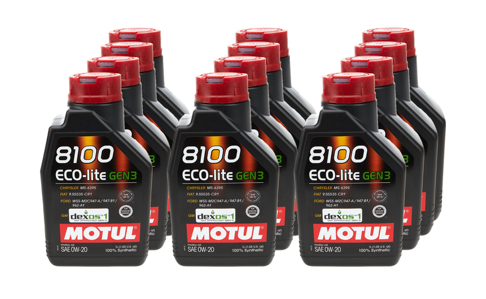 Motul 111363 8100 Eco-Lite Gen3 0w20 Case 12X1L