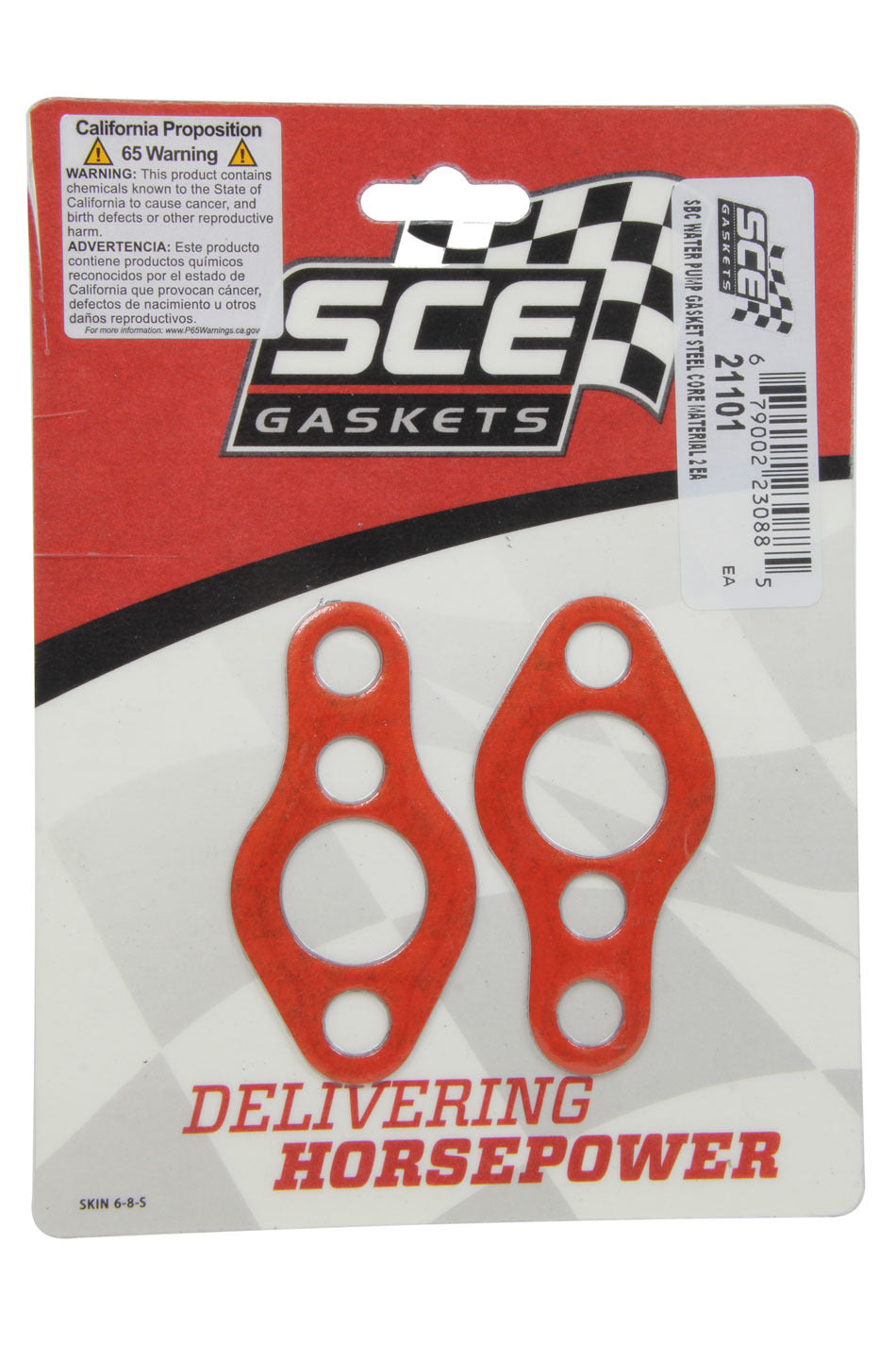 SCE Gaskets 21101 SBC Water Pump Gasket Set w/Steel Carrier 2pk