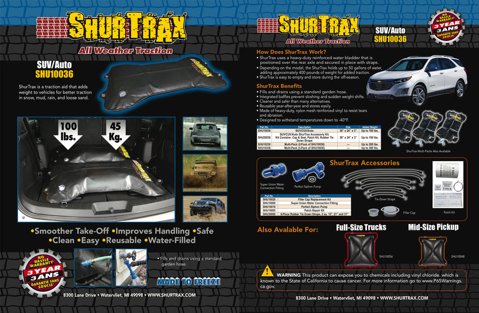 Shur Trax 101 SUV/Auto Sell Sheet