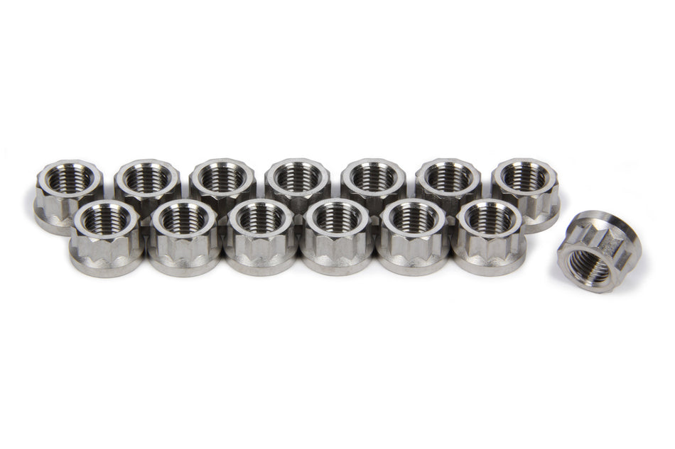 TI22 Performance TIP1124 Header Flange Nut Set 12pt Titanium 14pcs