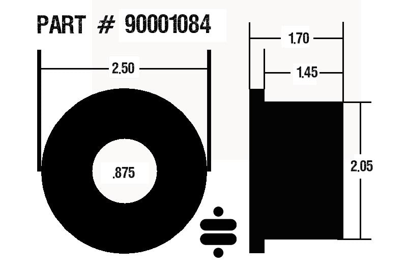 Large Black Polyurethane Bushing Half - 2" O.D. X 1.7" Long.