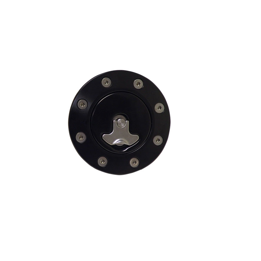 Billet Aluminum Gas Cap  Universal Fit  Locking  Anodized Black.