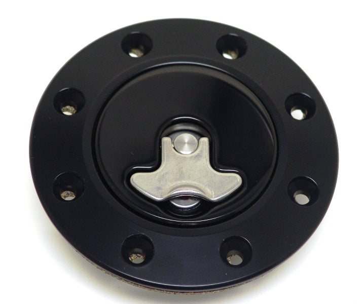Billet Aluminum Gas Cap For 1962-1967 Nova  Locking  Anodized Black.