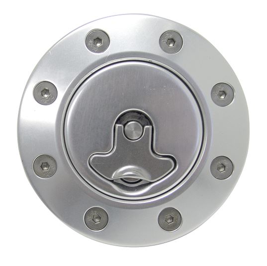 Billet Aluminum Gas Cap  Universal Fit  Locking  Anodized Silver.